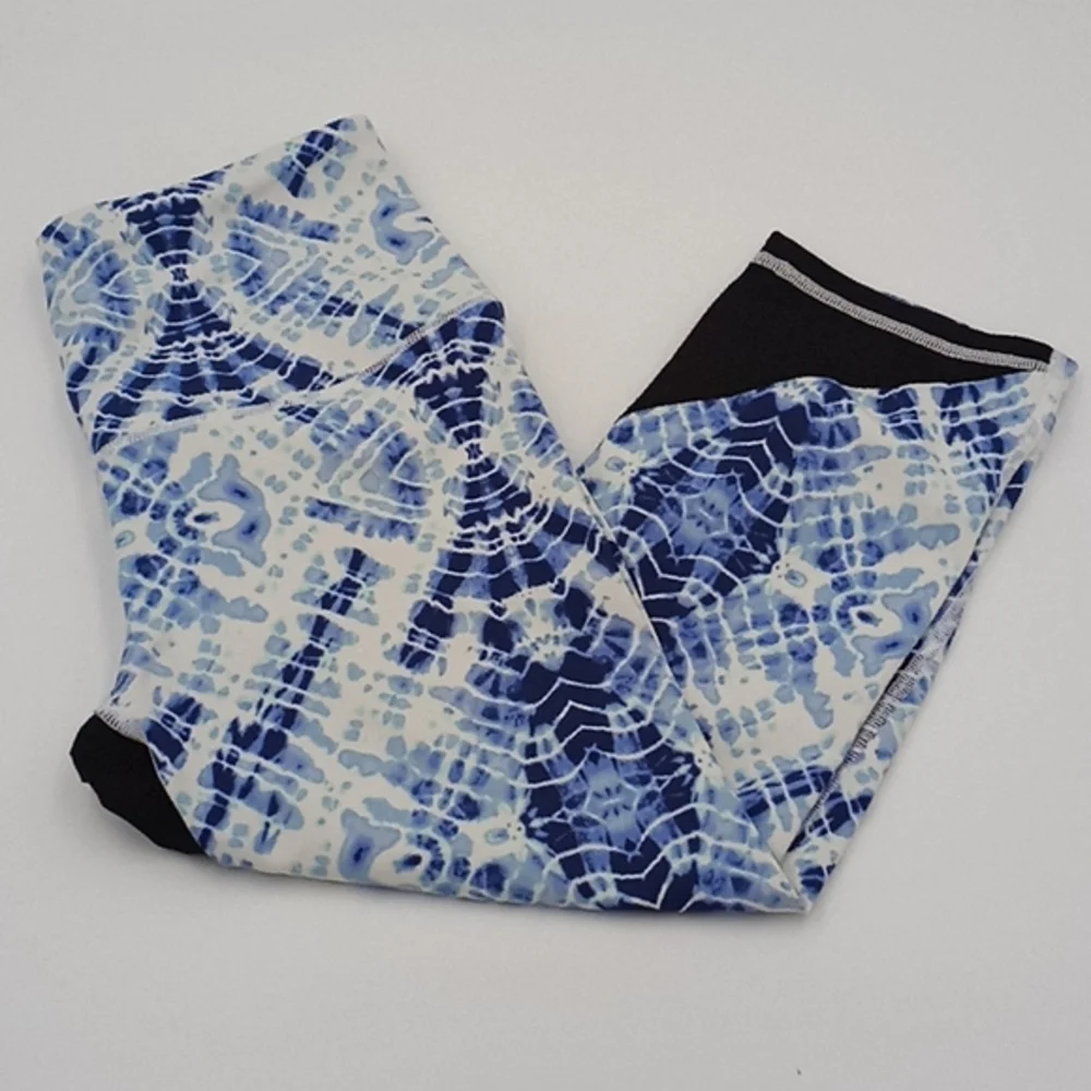 VSX Sport Knockout Capri Leggings Active Pants Black Blue‎ Tiedye S